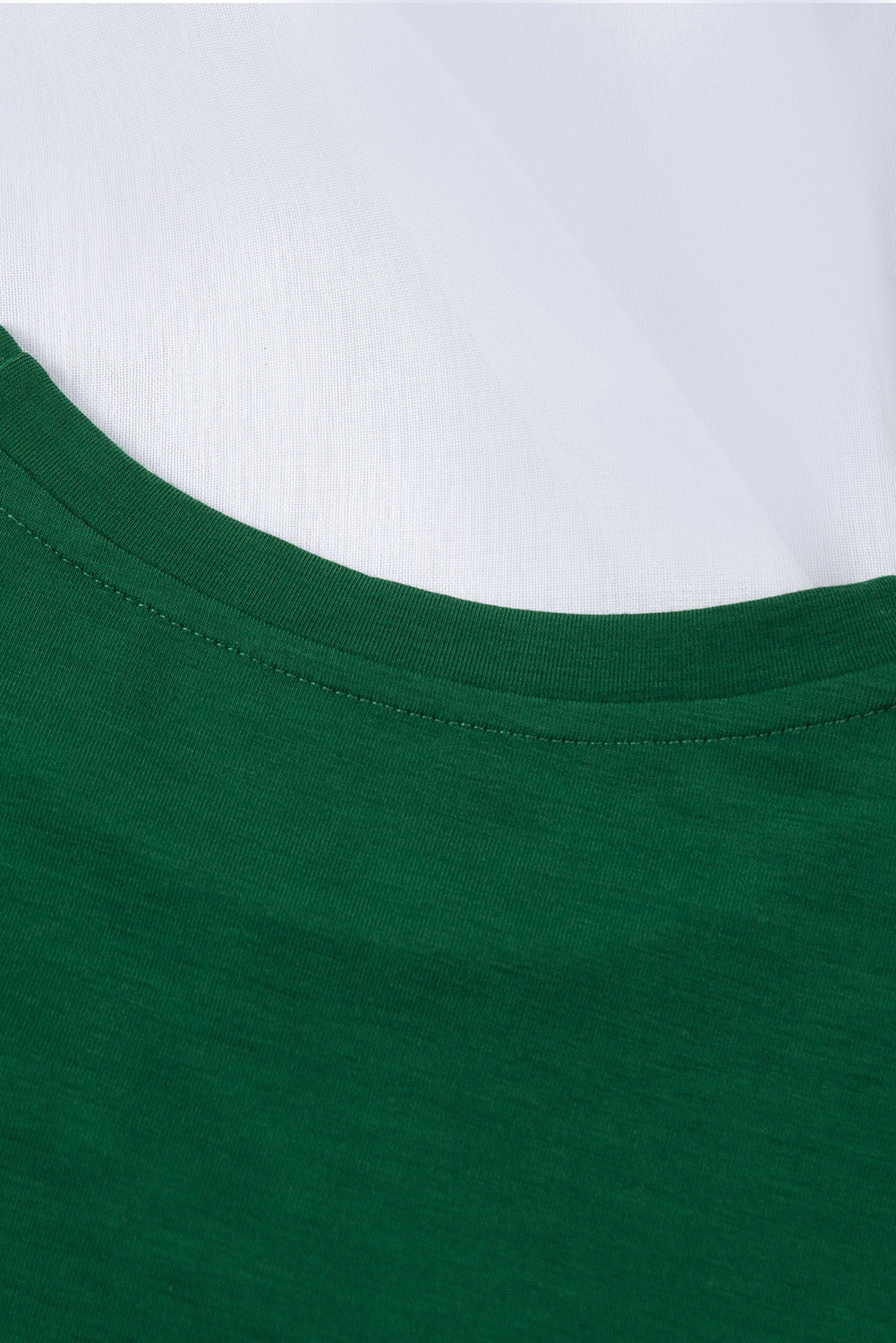 Green Solid Color Crew Neck Tee