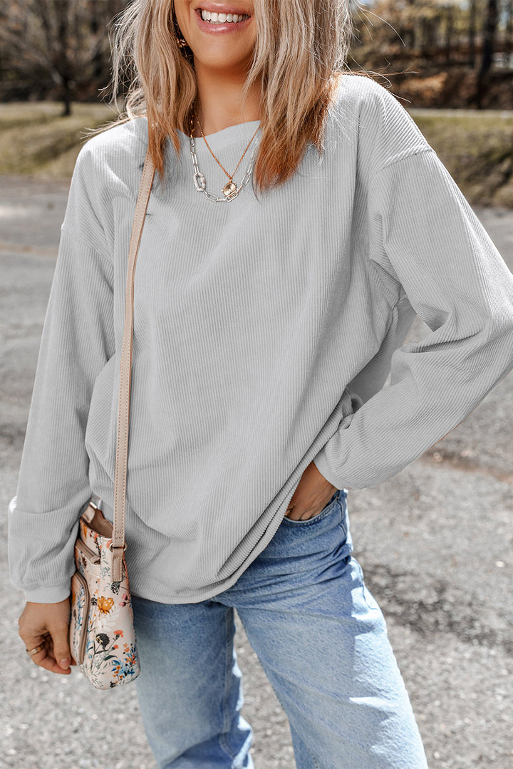 Ribbed Corduroy Oversized Sweatshirt