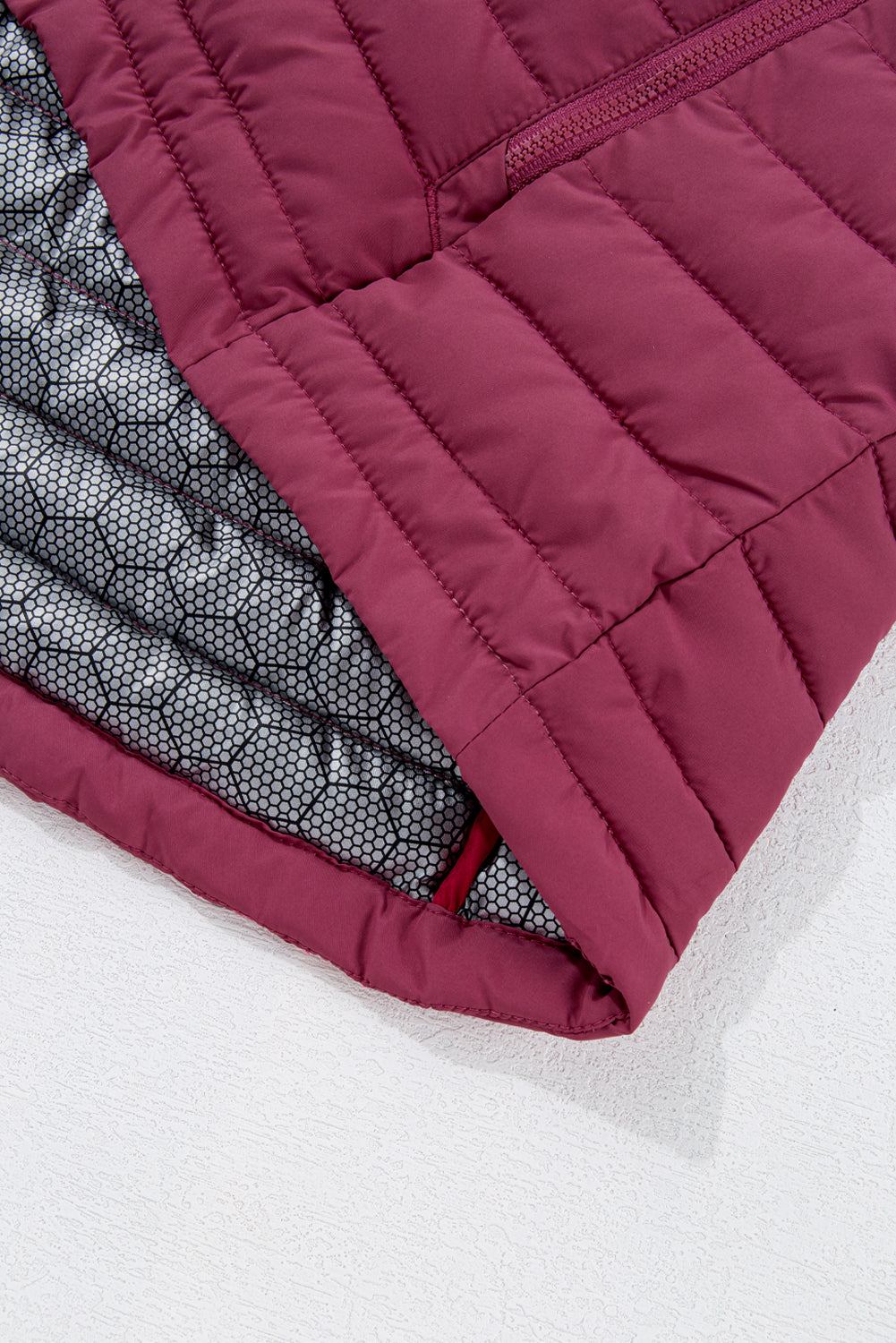 Plush Collared Quilted Zipped Puffer Vest