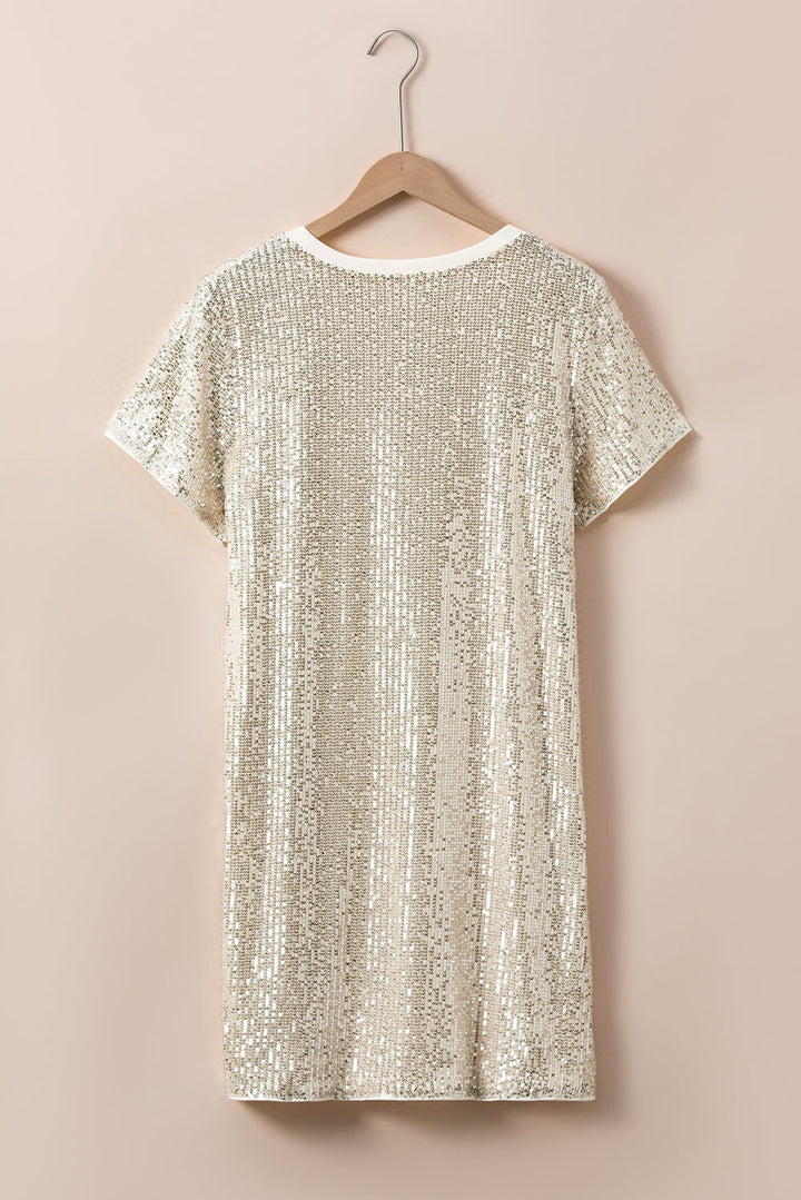 Plus Size Sequin Short Sleeve T-shirt Dress