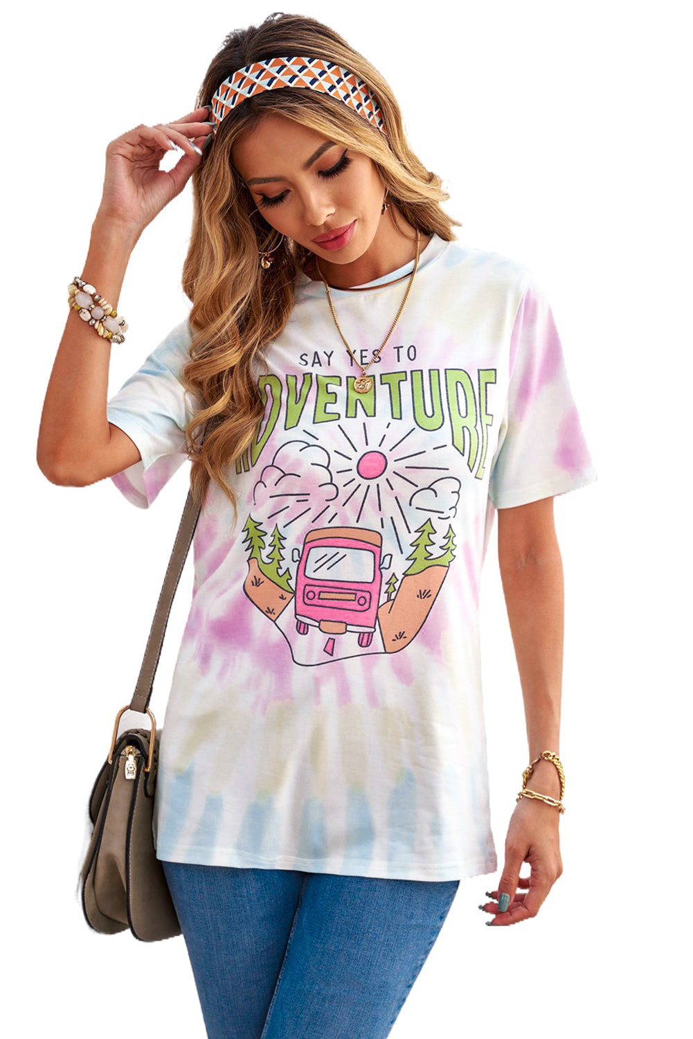 SAY YES TO ADVENTURE Tie-dye Print Tee