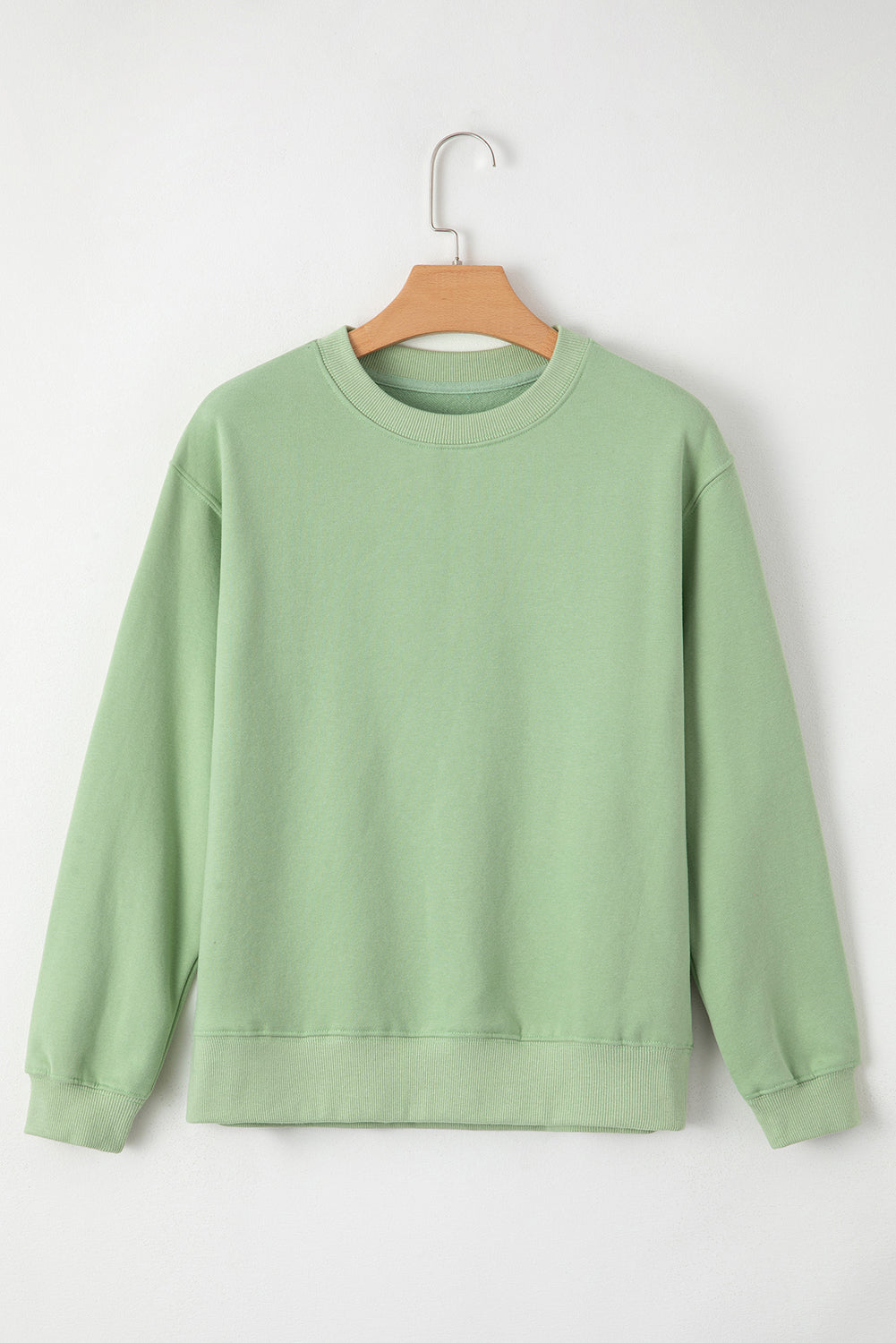 Solid Fleece Lined Drop Shoulder Terry Sweatshirt