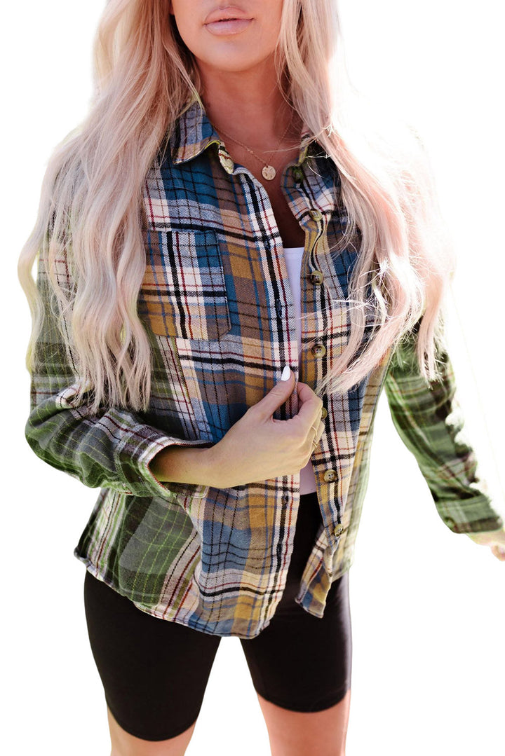 Chest Pockets Button Up Plaid Shacket