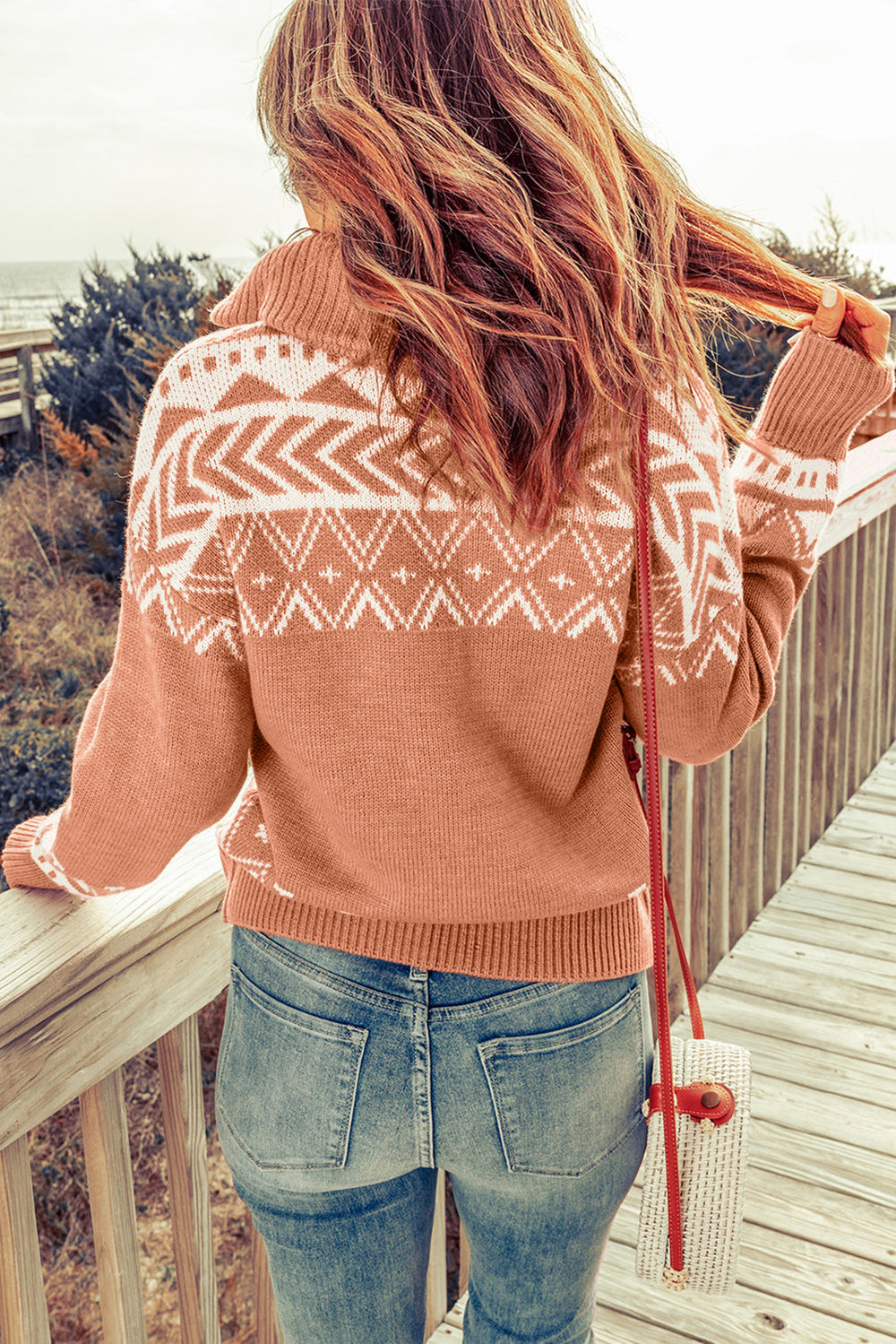 Geometry Knit Quarter Zip Sweater