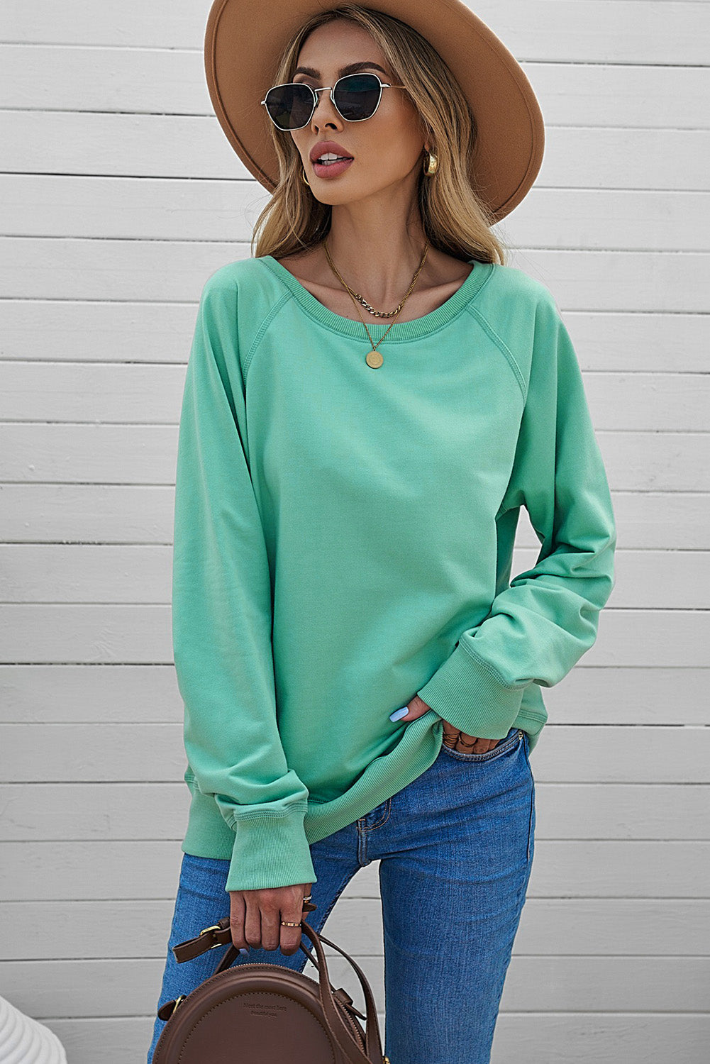 French Terry Cotton Blend Pullover Sweatshirt