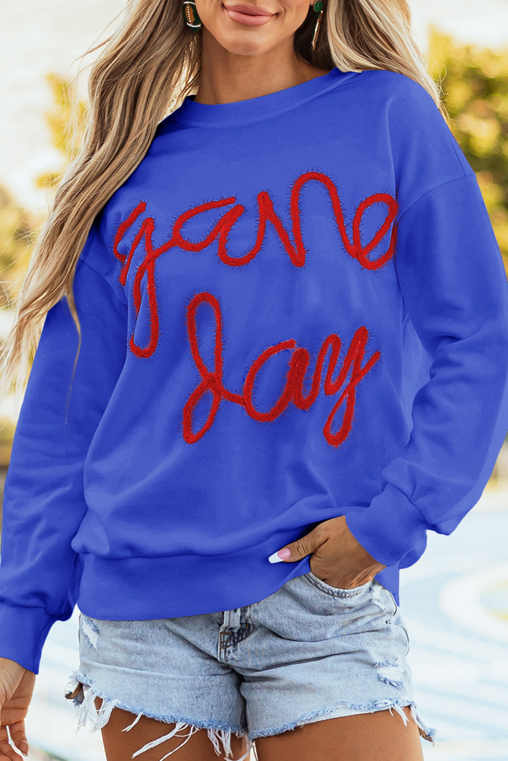 Tinsel Game Day Drop Shoulder Graphic Sweatshirt