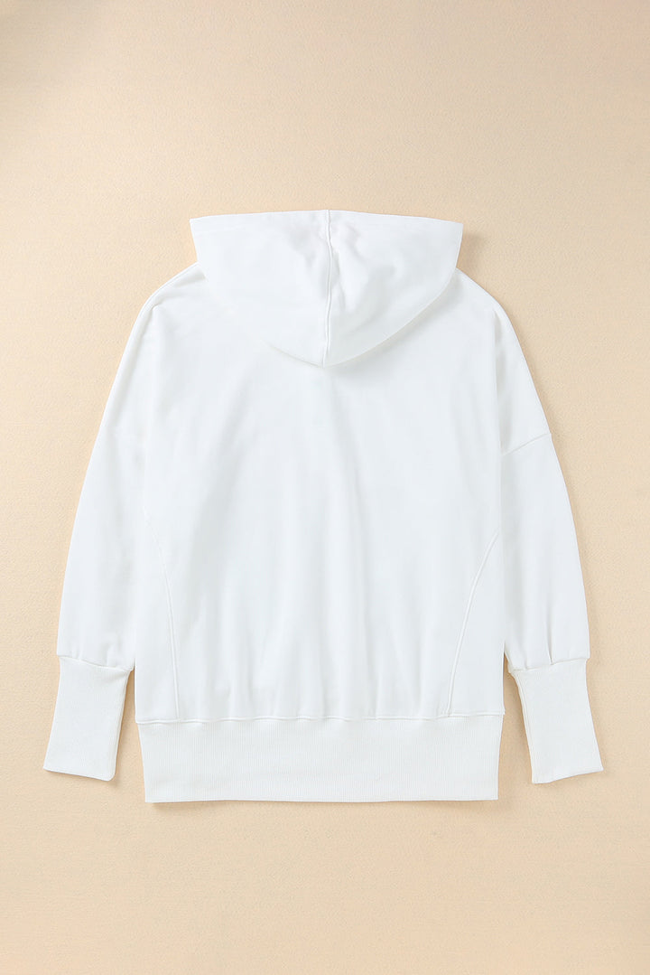 Batwing Sleeve Pocketed Henley Hoodie