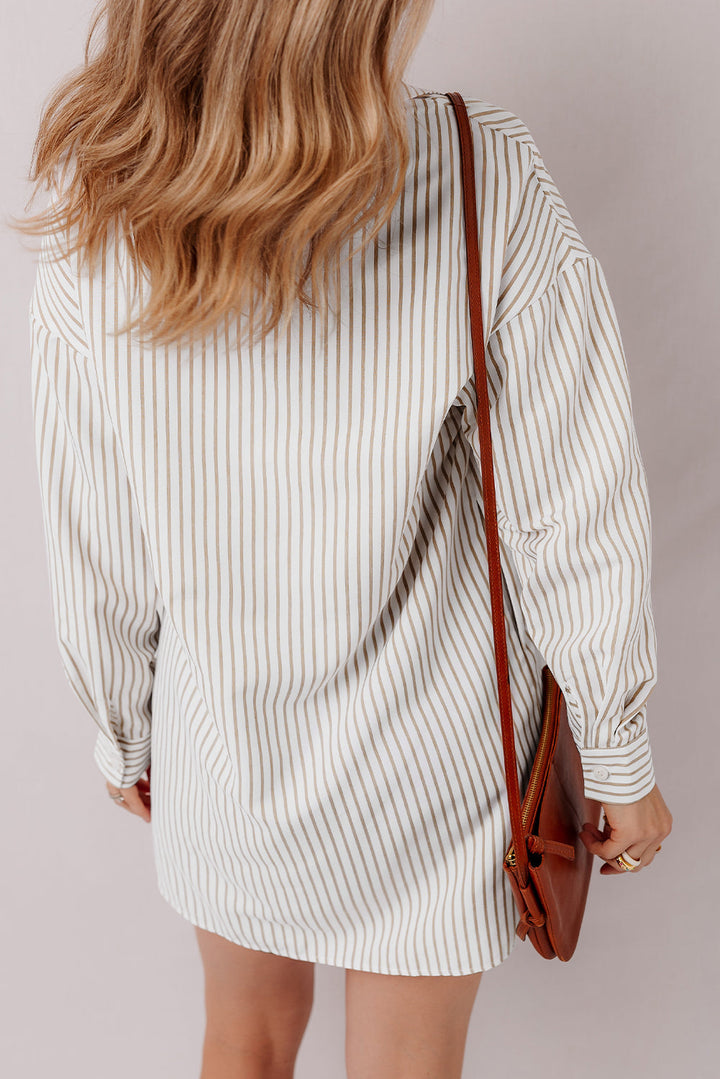 Long Sleeve Button Up Mini Shirt Dress