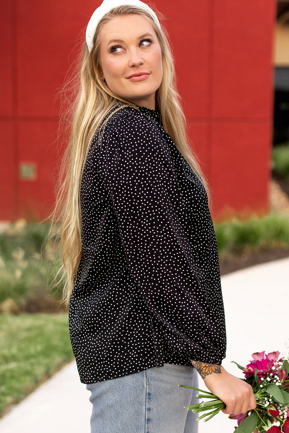 Plus Size Leopard Print Notch V Neck Blouse