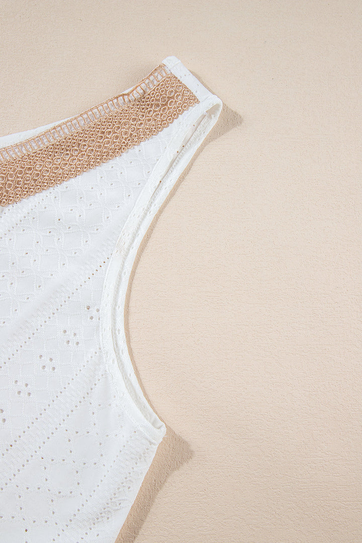 Plus Size Guipure V Neck Eyelet Lace Tank Top