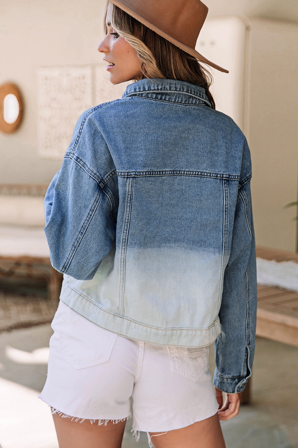 Contrast Washed Gradient Denim Jacket