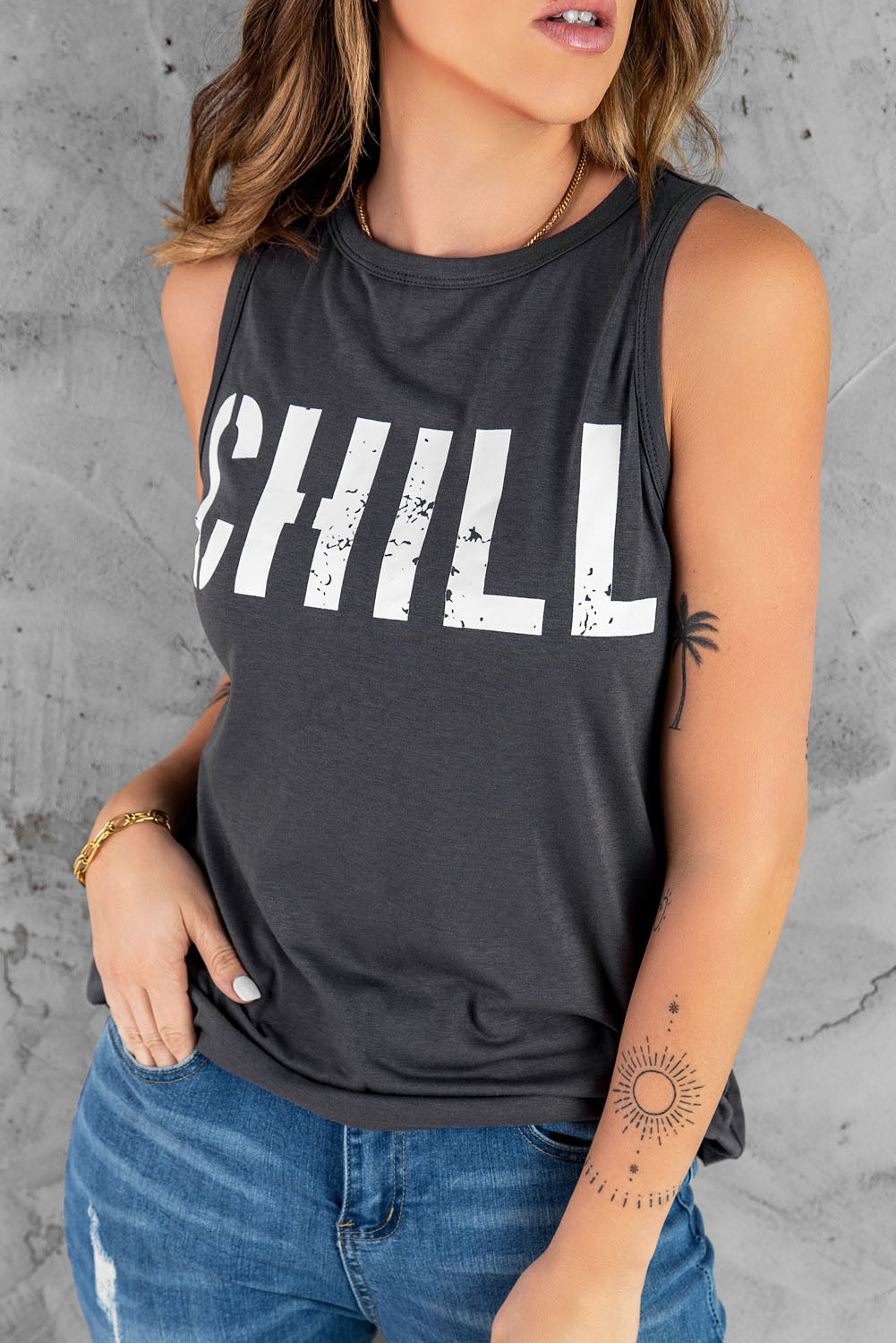 CHILL Graphic Print Tank Top