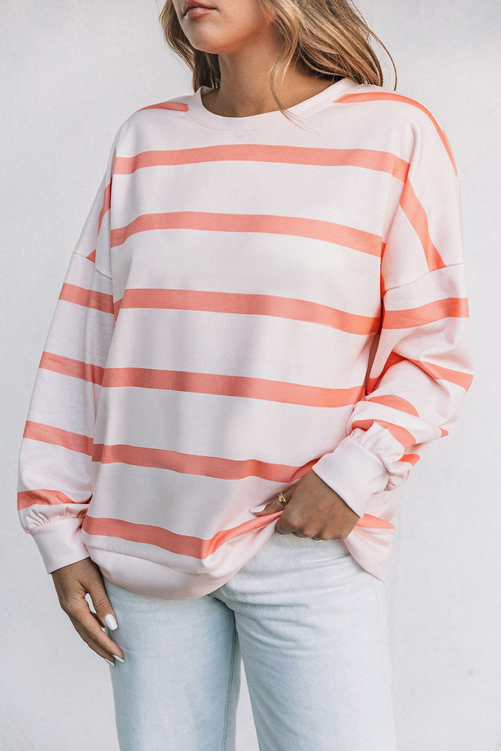 Striped Drop Shoulder Pullover Sweatshirt