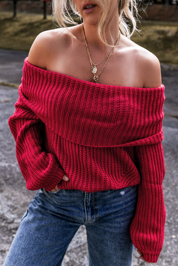 Off-the-shoulder Knit Sweater