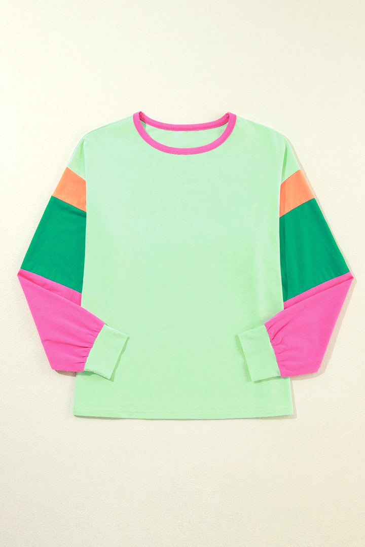 Colorblock Patchwork Long Sleeve Loose Top