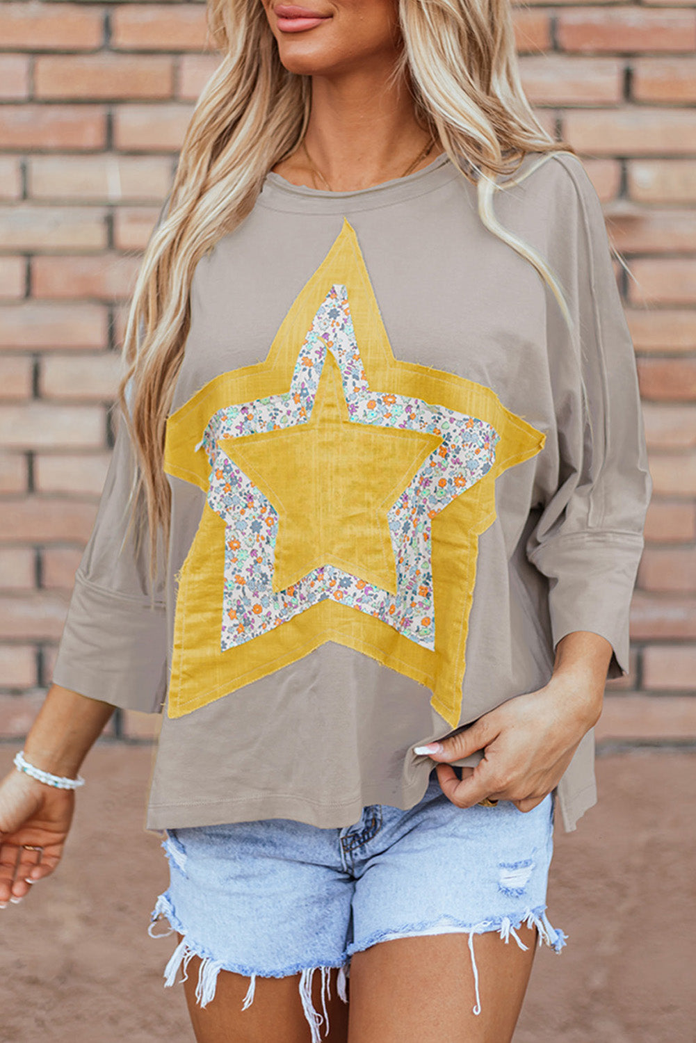 Floral Starbust Exposed Seam Mineral Wash Top