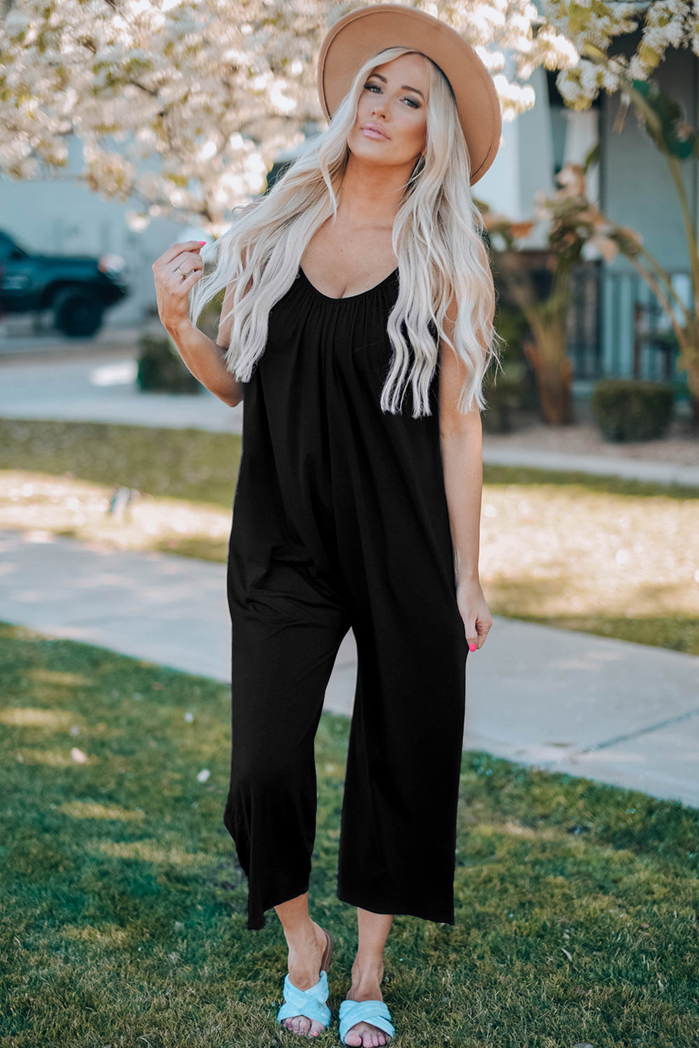 Spaghetti Straps Wide Leg Jumpsuits