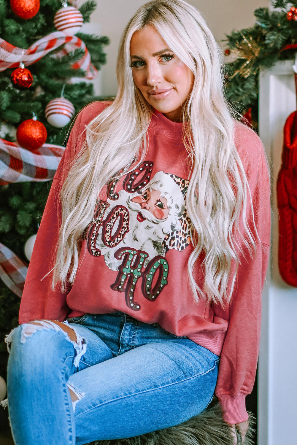 HO HO HO Santa Claus Graphic Sweatshirt