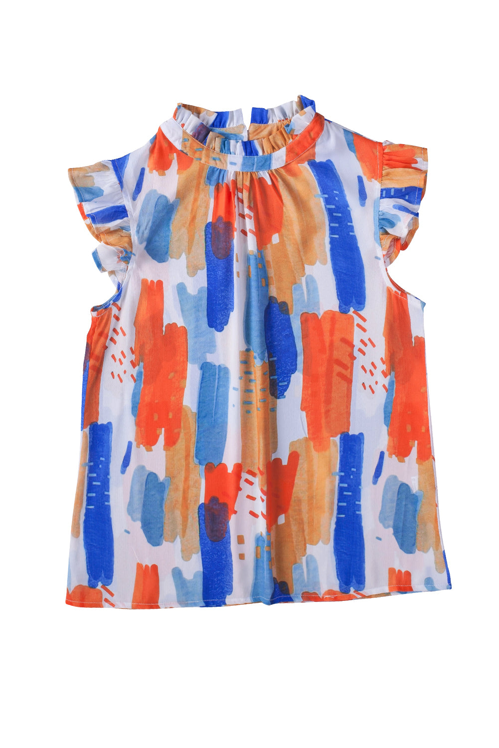 Printed Ruffle Flutter Sleeve Tank Top