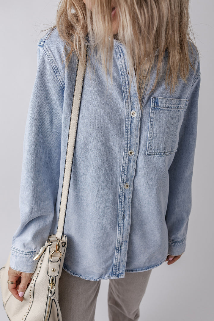 Buttoned Chest Pocket Denim Shacket