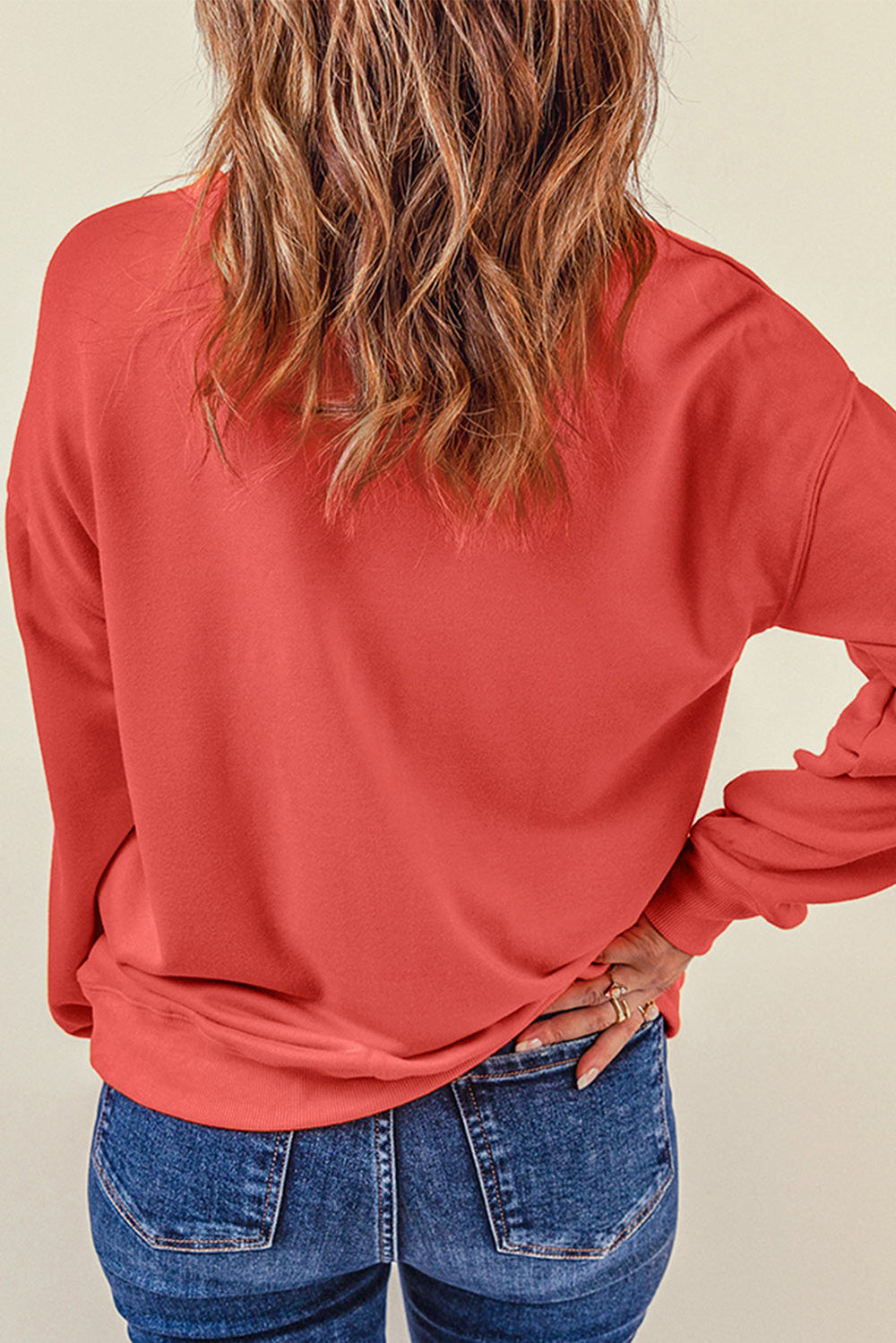 Plain Crew Neck Pullover Sweatshirt