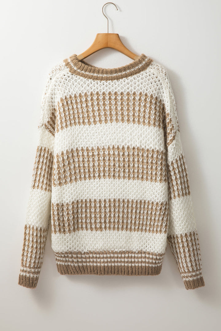 Drop Shoulder Round Neck Loose Sweater