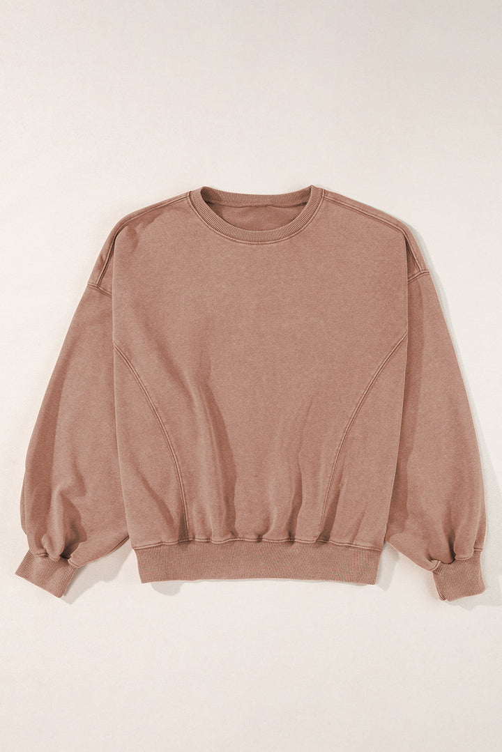 Exposed Seam Batwing Sleeve Drop Shoulder Sweatshirt