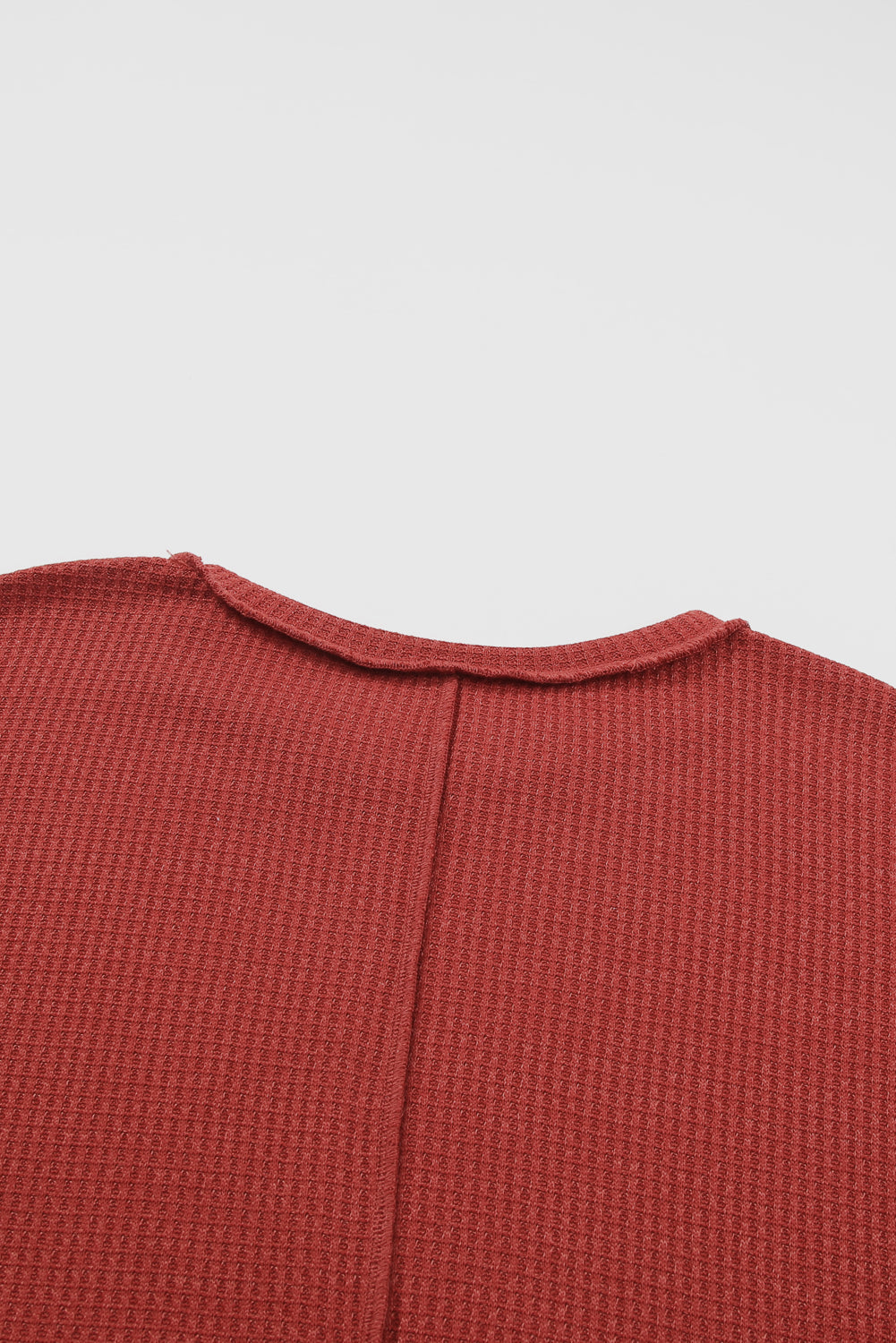 Exposed Seam Detail Waffle Knit Plus Size Top