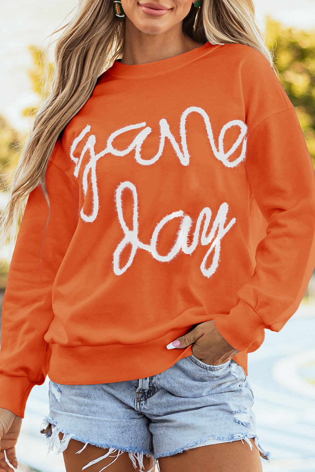 Tinsel Game Day Drop Shoulder Graphic Sweatshirt