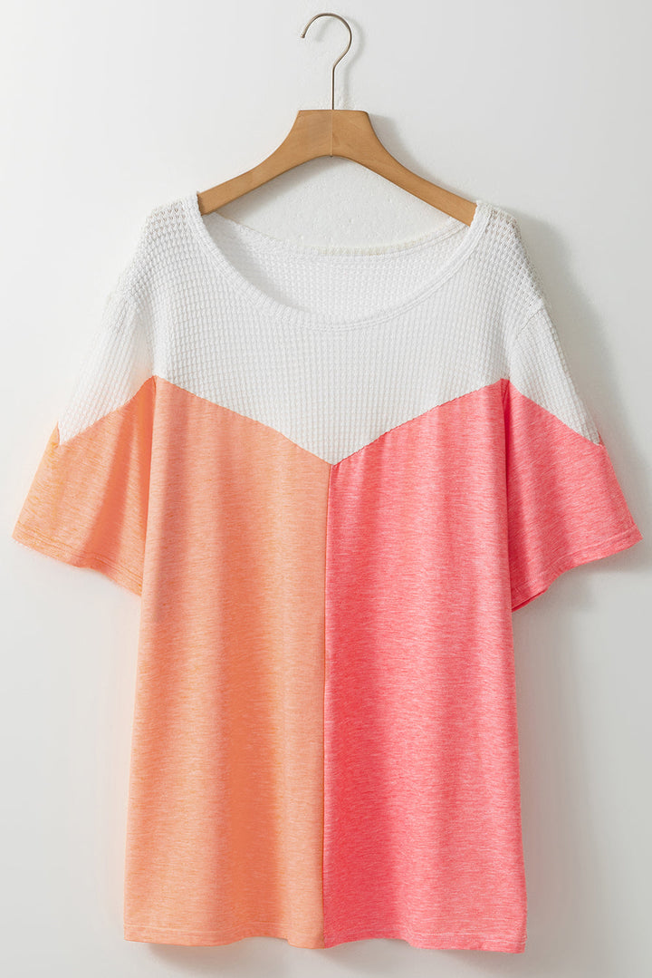 Plus Size Colorblock Waffle Knit Tee