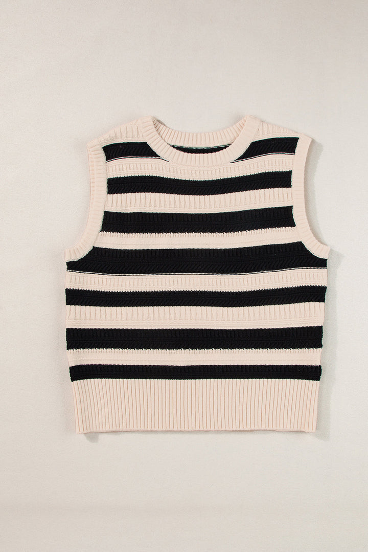 Ribbed Trim Knitted Sweater Vest