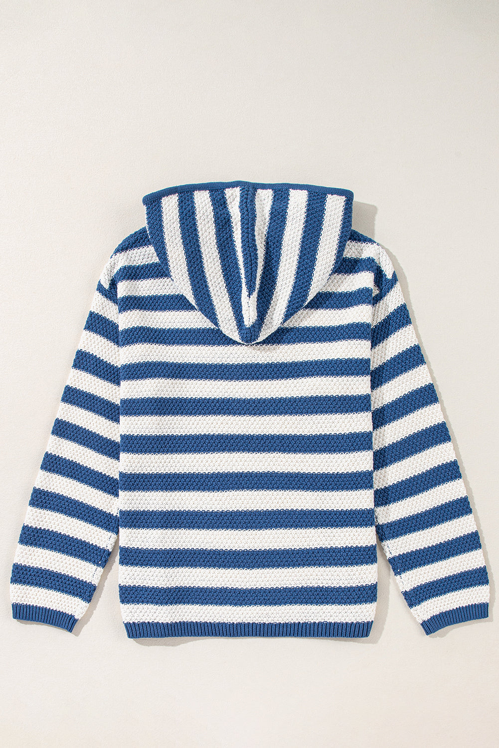 V Neck Pocketed Drawstring Hooded Sweater