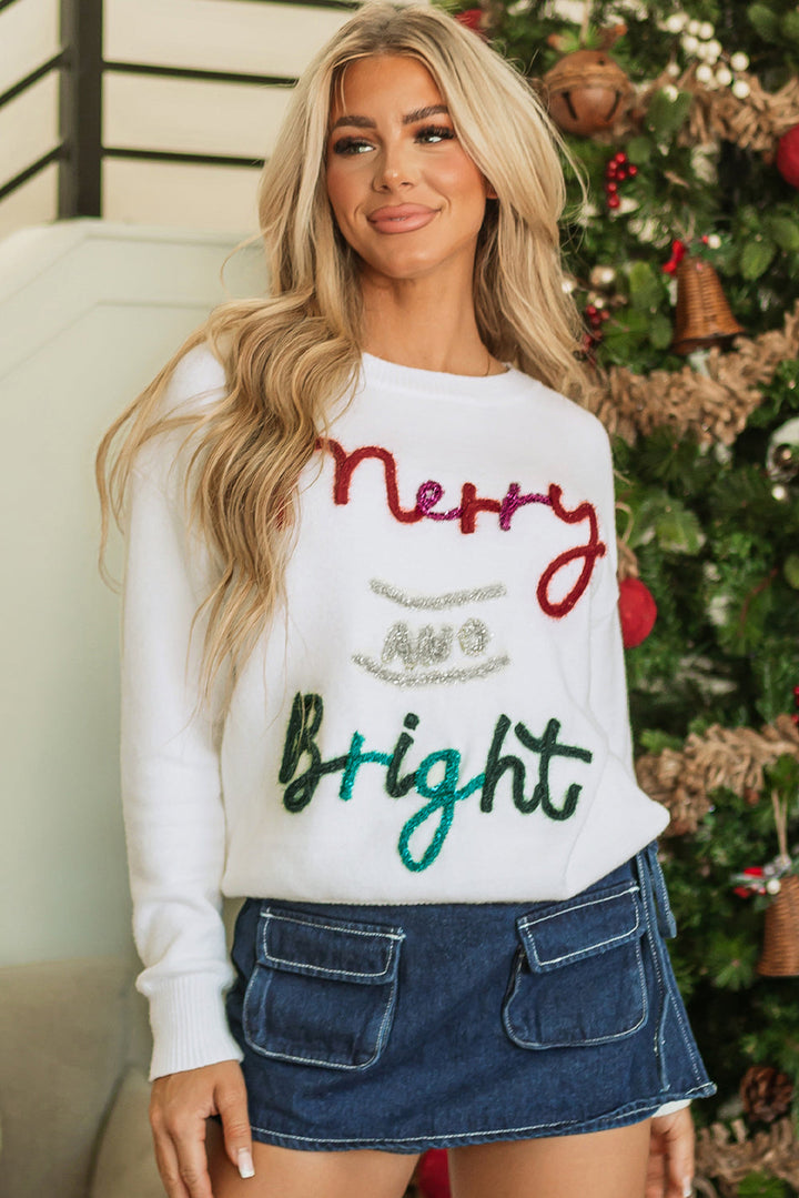 Tinsel Merry and Bright Graphic Christmas Sweater