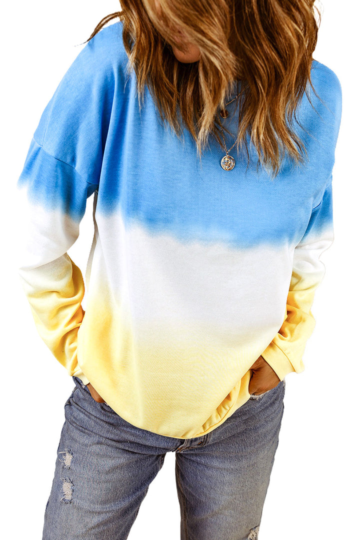 Color Block Tie Dye Pullover Sweatshirt