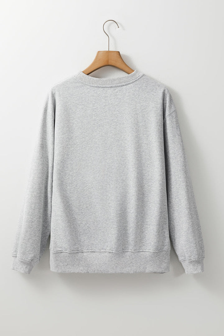 Plain Drop Shoulder Crewneck Pullover Sweatshirt