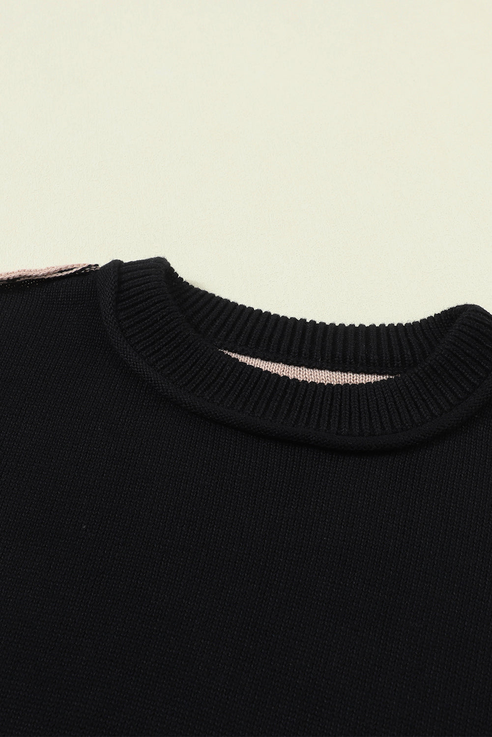 Colorblock Bishop Sleeve Ribbed Trim Sweater