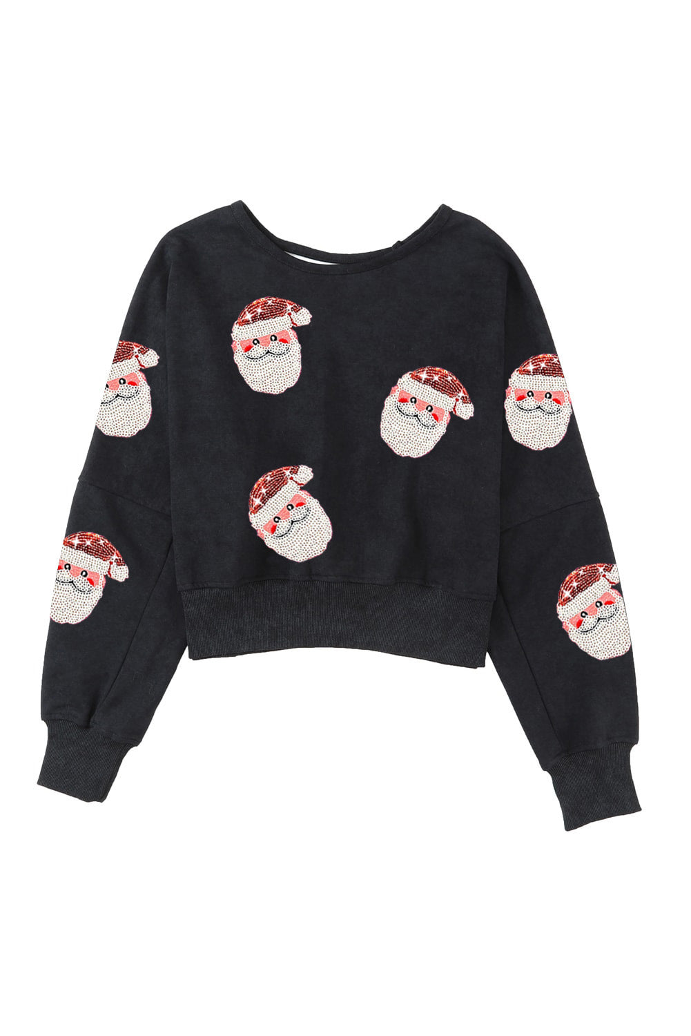 Santa Claus Graphic Cutout Back Sweatshirt