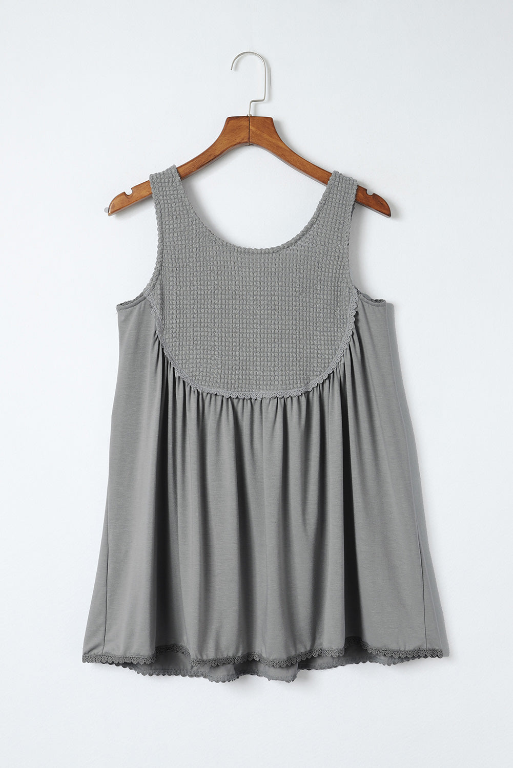 Thermal Knit Panel Babydoll Tank Top