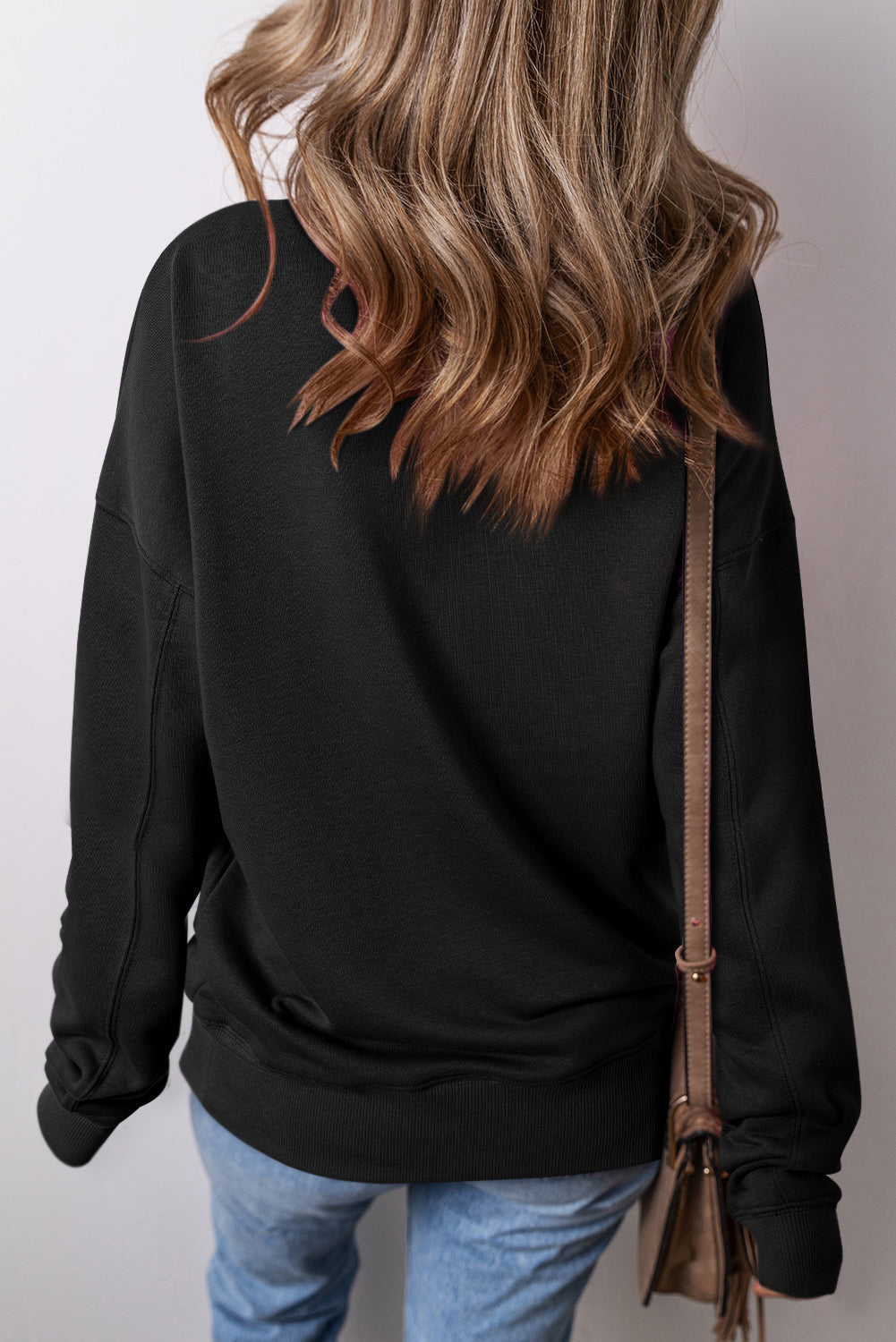 Drop Shoulder Crisscross Stitching Pocketed Loose Sweatshirt