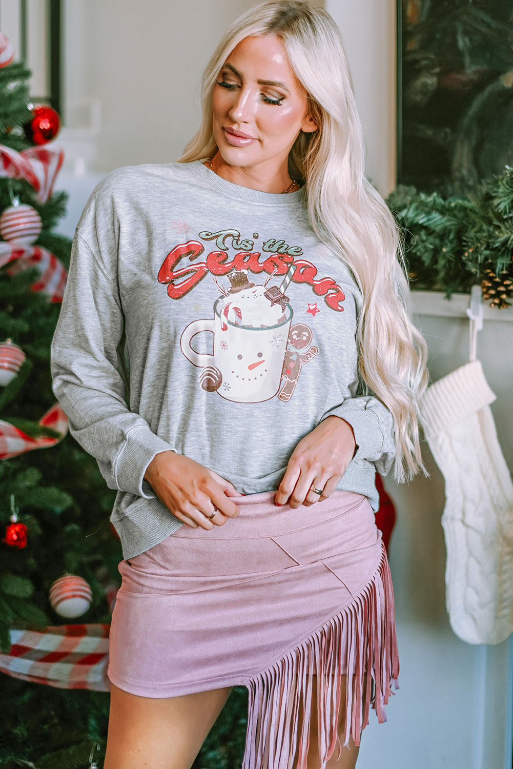 Tis The Season Graphic Christmas Fashion Sweatshirt