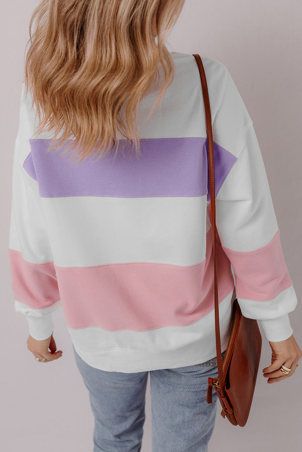 Colorblock Patchwork Drop Shoulder Crewneck Sweatshirt