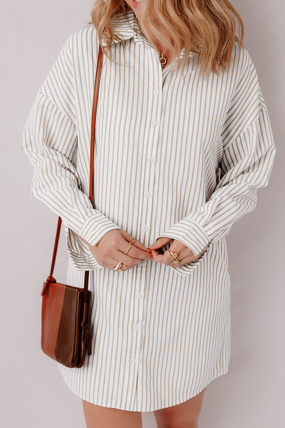 Long Sleeve Button Up Mini Shirt Dress