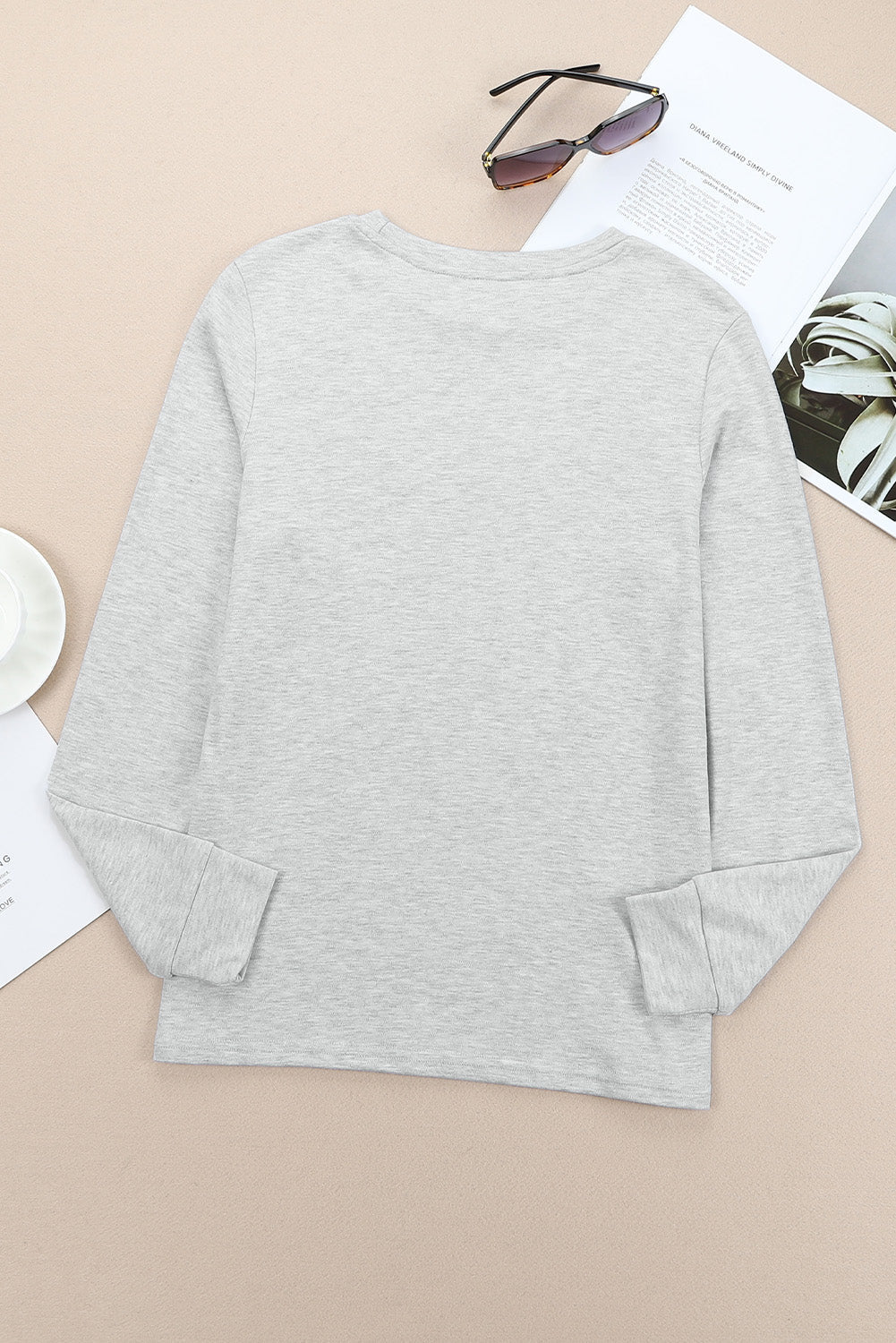 Plain Crew Neck Long Sleeve Top