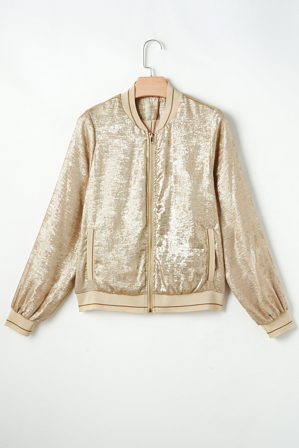 Metallic Zip up Baseball Jacket