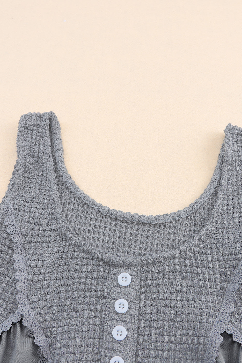 Thermal Knit Panel Babydoll Tank Top