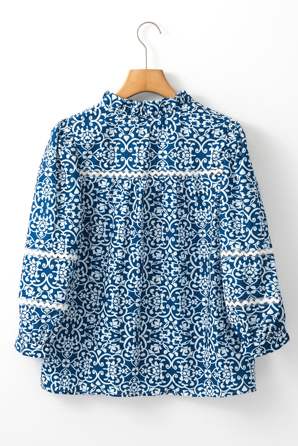 Floral Ric-rac Patchwork Button Loose Fit Shirt