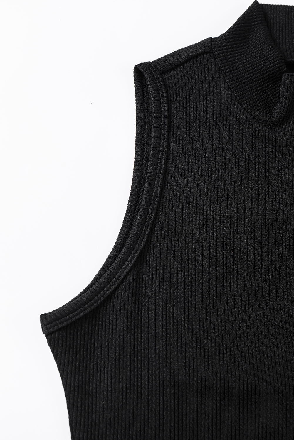 Zip up Mock Neck Ribbed Sleeveless Bodysuit