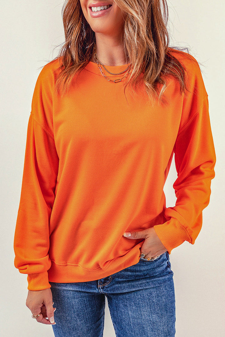 Plain Crew Neck Pullover Sweatshirt