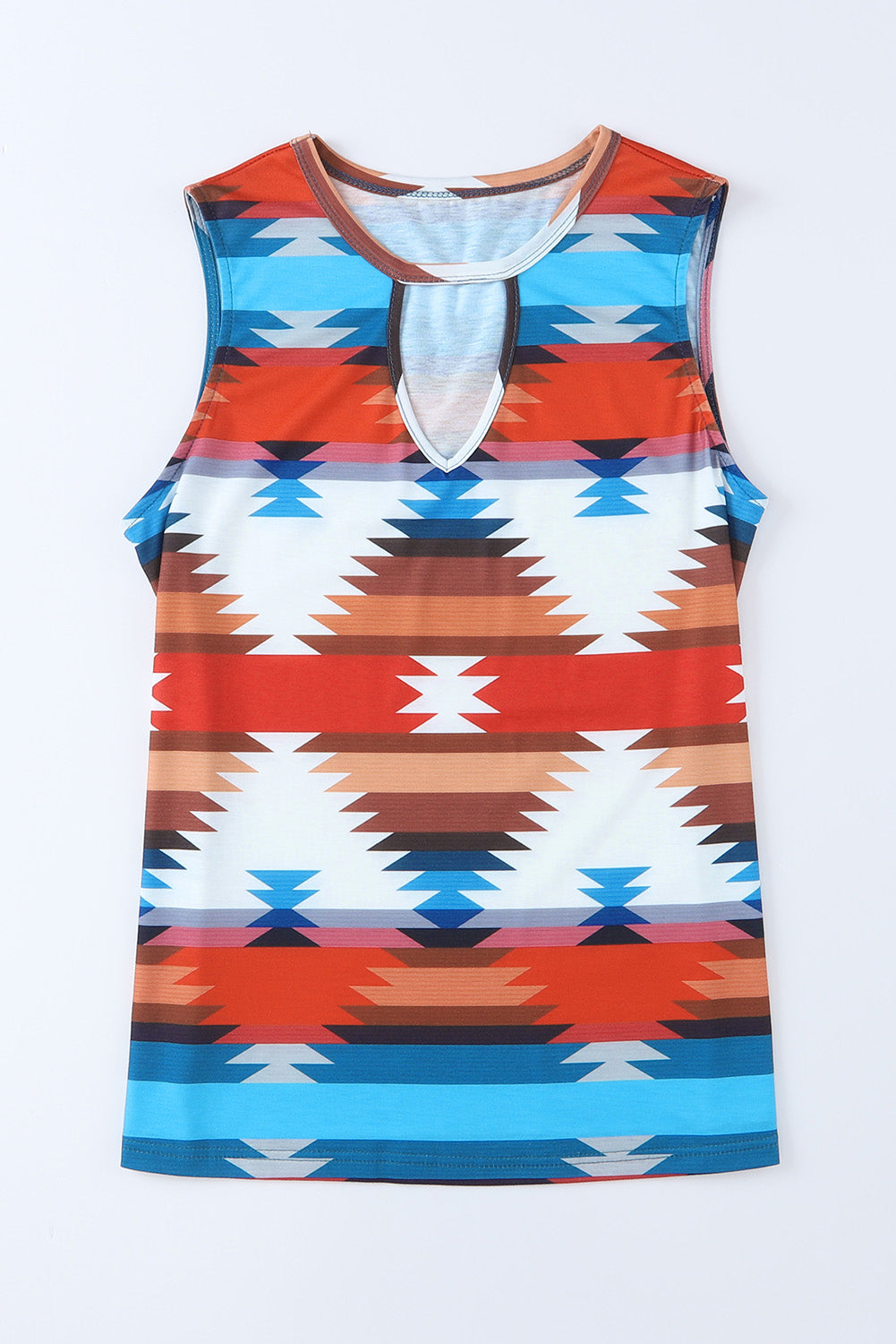 Aztec Geometric Print Hollowed Neckline Tank Top