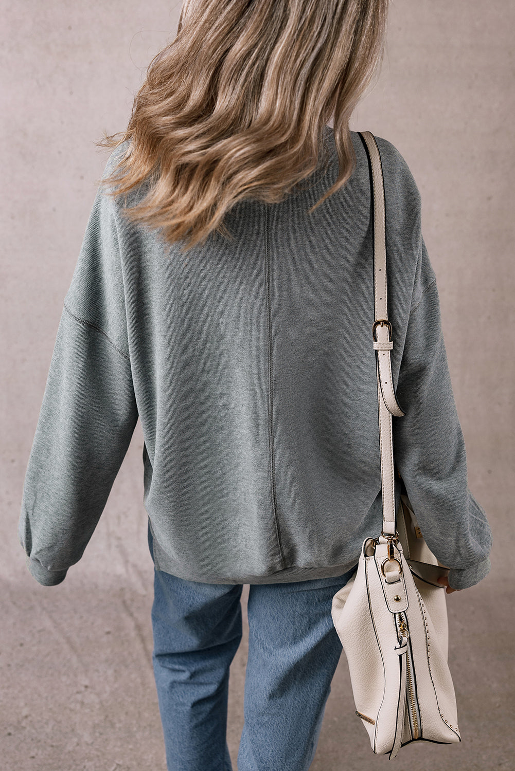 Side Split Drop Shoulder Oversized Sweatshirt